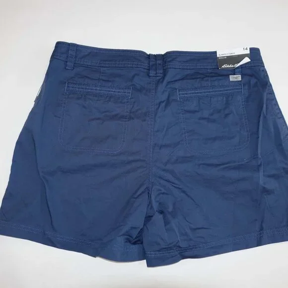 Eddie Bauer Women's Aspire Chino Shorts Size 14 NWT Dust Indigo Blue Flat Front - Picture 4 of 5